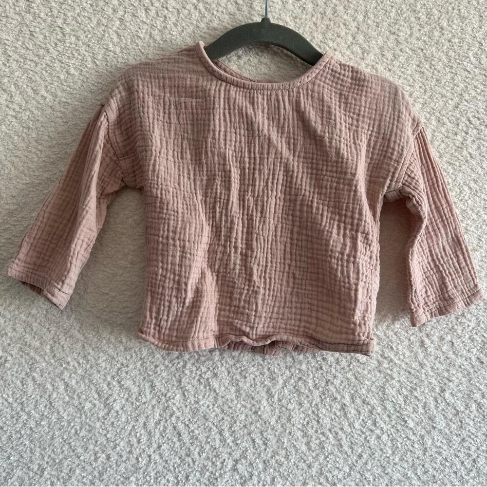 The Simple Folk Button Back Antique Rose Shirt Organic‎ Cotton Size 9-12 Months